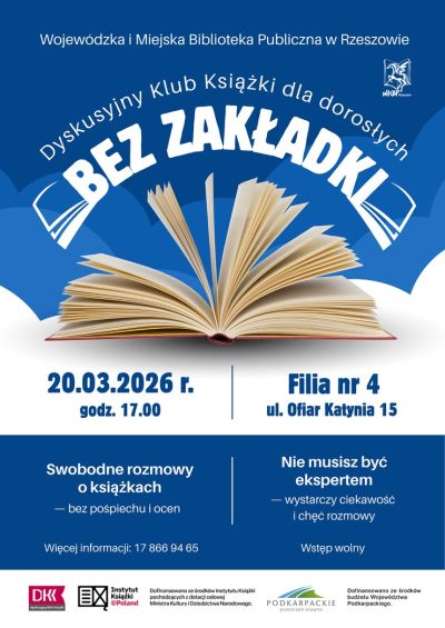 Grafika promująca spotkanie Dyskusyjnego Klubu Książki Bez zakładki